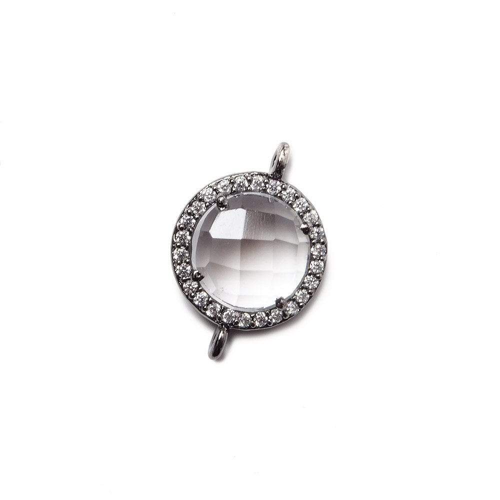 13mm Black Gold Bezel White CZ and Crystal Quartz Coin Connector 1 focal bead (ONLINE ORDER ONLY)