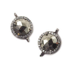 13mm Black Gold Bezel White CZ and Pyrite Coin Connector 1 focal bead (ONLINE ORDER ONLY)