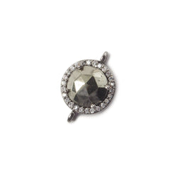 13mm Black Gold Bezel White CZ and Pyrite Coin Connector 1 focal bead (ONLINE ORDER ONLY)