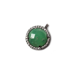 13mm Black Gold Bezeled White CZ & green onyx Coin Pendant 1 piece (ONLINE ORDER ONLY)