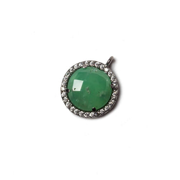13mm Black Gold Bezeled White CZ & green onyx Coin Pendant 1 piece (ONLINE ORDER ONLY)
