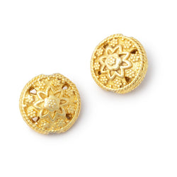 13mm Floral Design Coin Set of 2 Beads (ONLINE ORDER ONLY)