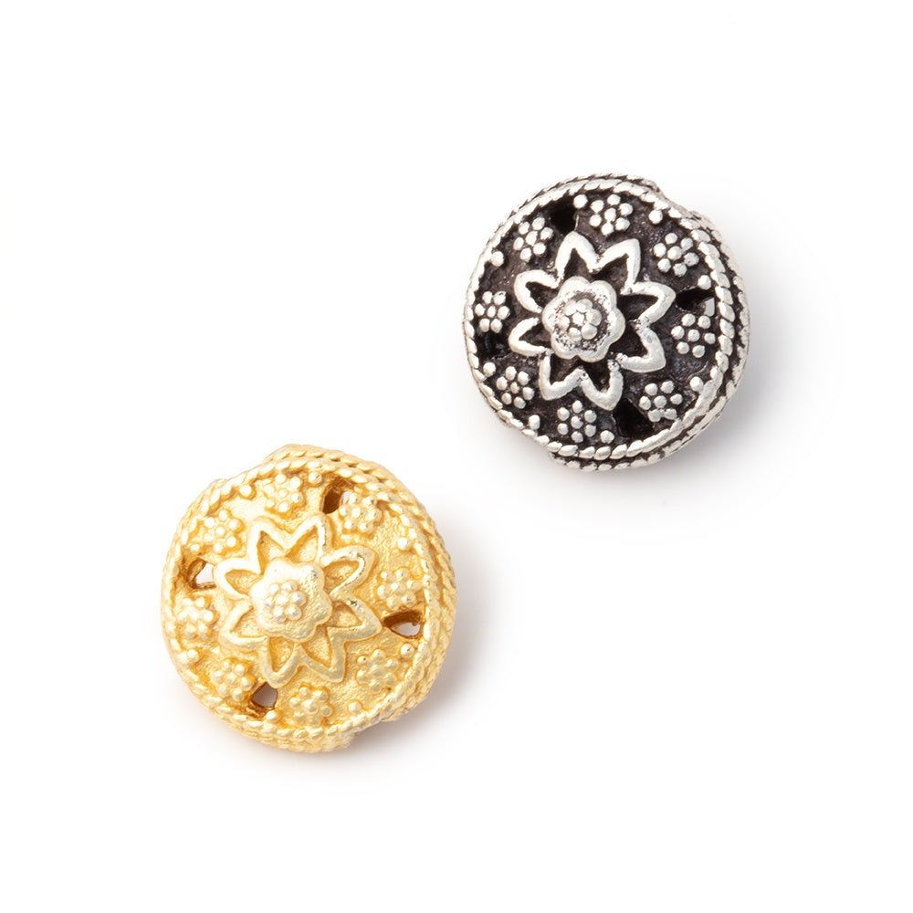 13mm Floral Design Coin Set of 2 Beads (ONLINE ORDER ONLY)