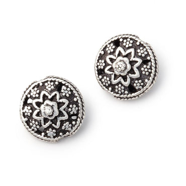 13mm Floral Design Coin Set of 2 Beads (ONLINE ORDER ONLY)