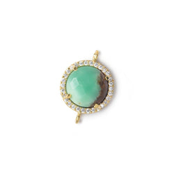 13mm Vermeil Bezel White CZ and Chrysoprase & Matrix Coin Connector 1 piece (ONLINE ORDER ONLY)