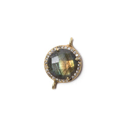 13mm Vermeil Bezel White CZ and Labradorite Coin Connector 1 focal bead (ONLINE ORDER ONLY)