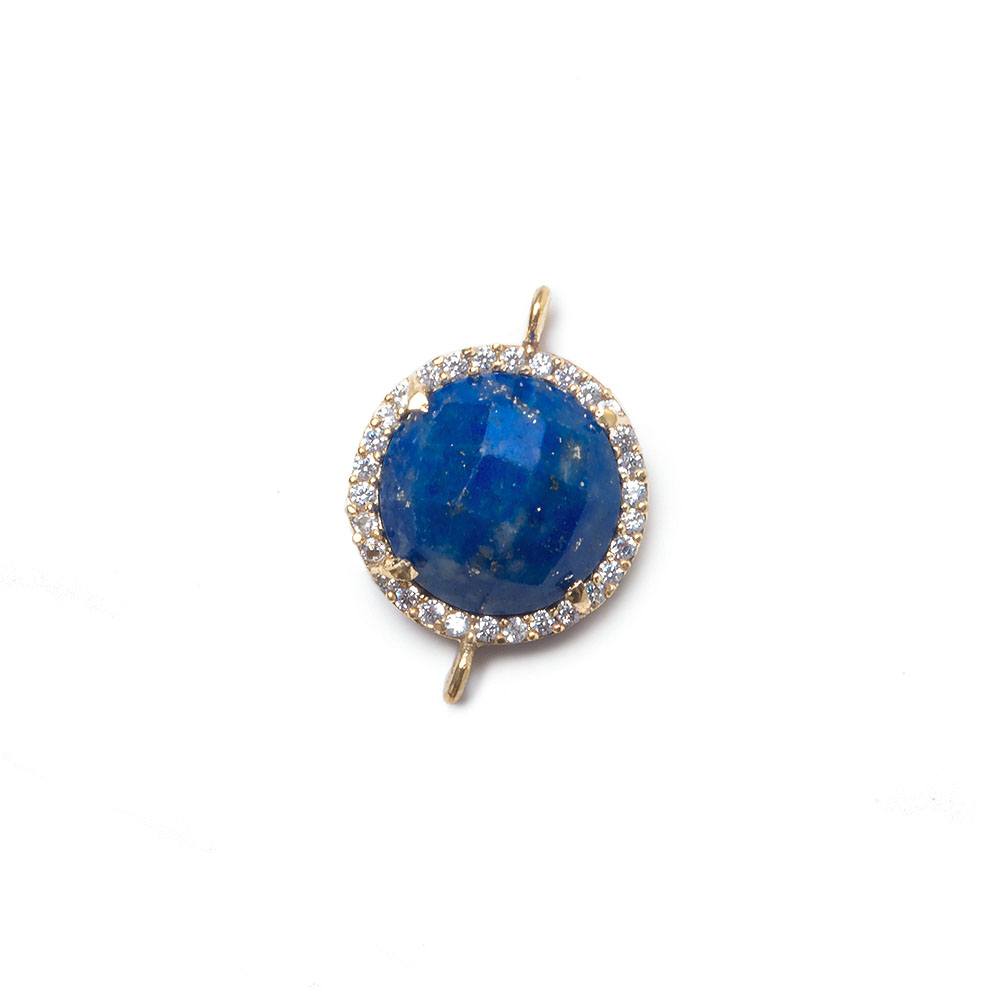 13mm Vermeil Bezel White CZ and Lapis Lazuli Coin Connector 1 focal bead (ONLINE ORDER ONLY)