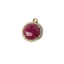 13mm Vermeil Bezeled White CZ and Ruby Coin Pendant 1 piece (ONLINE ORDER ONLY)
