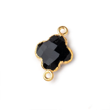 13mm Gold Leaf Black Onyx Faceted Quatrefoil Connector 1 focal piece (ONLINE ORDER ONLY)