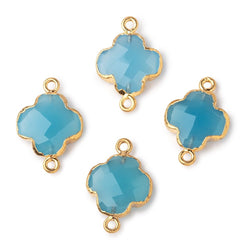 13mm Gold Leaf Blue Chalcedony Faceted Quatrefoil Connector 1 focal piece (ONLINE ORDER ONLY)