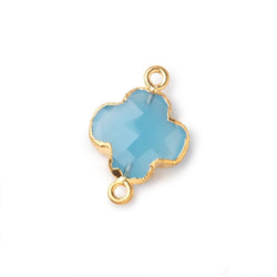 13mm Gold Leaf Blue Chalcedony Faceted Quatrefoil Connector 1 focal piece (ONLINE ORDER ONLY)