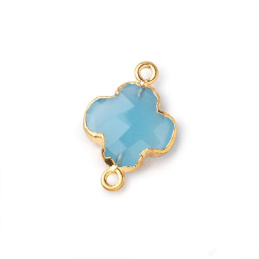 13mm Gold Leaf Blue Chalcedony Faceted Quatrefoil Connector 1 focal piece (ONLINE ORDER ONLY)