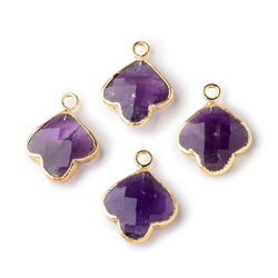 13mm Gold Leafed Amethyst Faceted Trillium Flower Focal Pendant 1 piece (ONLINE ORDER ONLY)