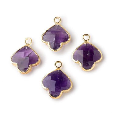 13mm Gold Leafed Amethyst Faceted Trillium Flower Focal Pendant 1 piece (ONLINE ORDER ONLY)