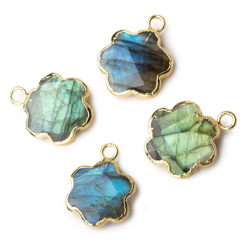 13mm Gold Leafed Labradorite Faceted Quatrafoil Focal Bead Pendant sold as 1 piece (ONLINE ORDER ONLY)