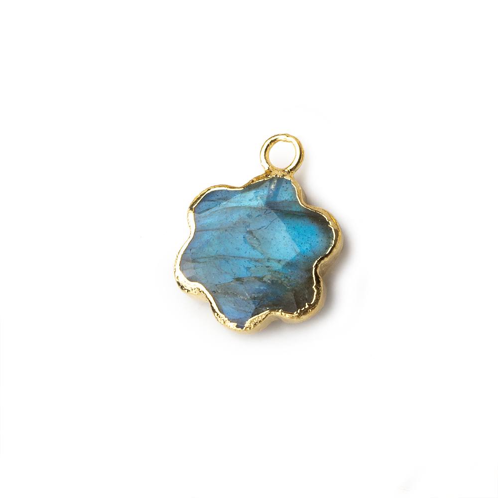 13mm Gold Leafed Labradorite Faceted Quatrafoil Focal Bead Pendant sold as 1 piece (ONLINE ORDER ONLY)