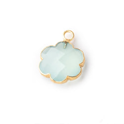 13mm Gold Leafed Seafoam Blue Chalcedony Faceted Flower Focal Pendant 1 piece (ONLINE ORDER ONLY)