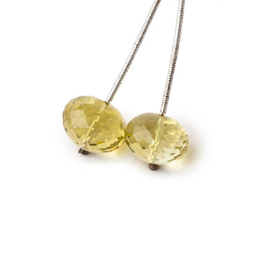 13mm Lemon Quartz Faceted Rondelle Focal Set of 2 Beads (ONLINE ORDER ONLY)