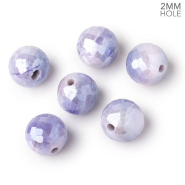 13mm Mystic Purple Moonstone 2mm Large Hole Faceted Round Bead Focal 1 piece (ONLINE ORDER ONLY)