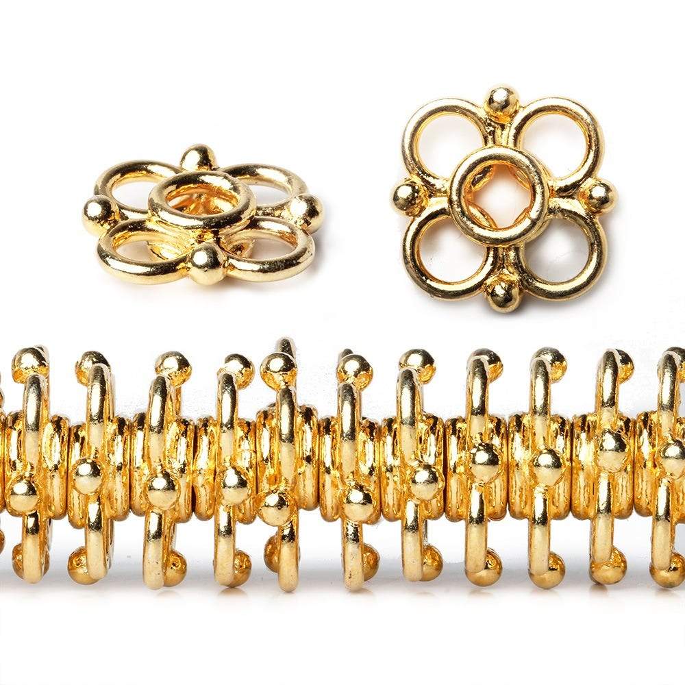 13mm Quatrefoil with 2mm Large Hole Spacers 8 inch 61 Beads (ONLINE ORDER ONLY)