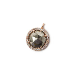 13mm Rose Gold Bezel CZ and Pyrite Coin Pendant 1 focal bead (ONLINE ORDER ONLY)