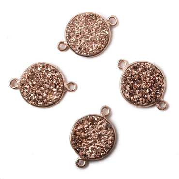 13mm Rose Gold Bezel Metallic Rose Drusy Coin Connector 1 piece (ONLINE ORDER ONLY)