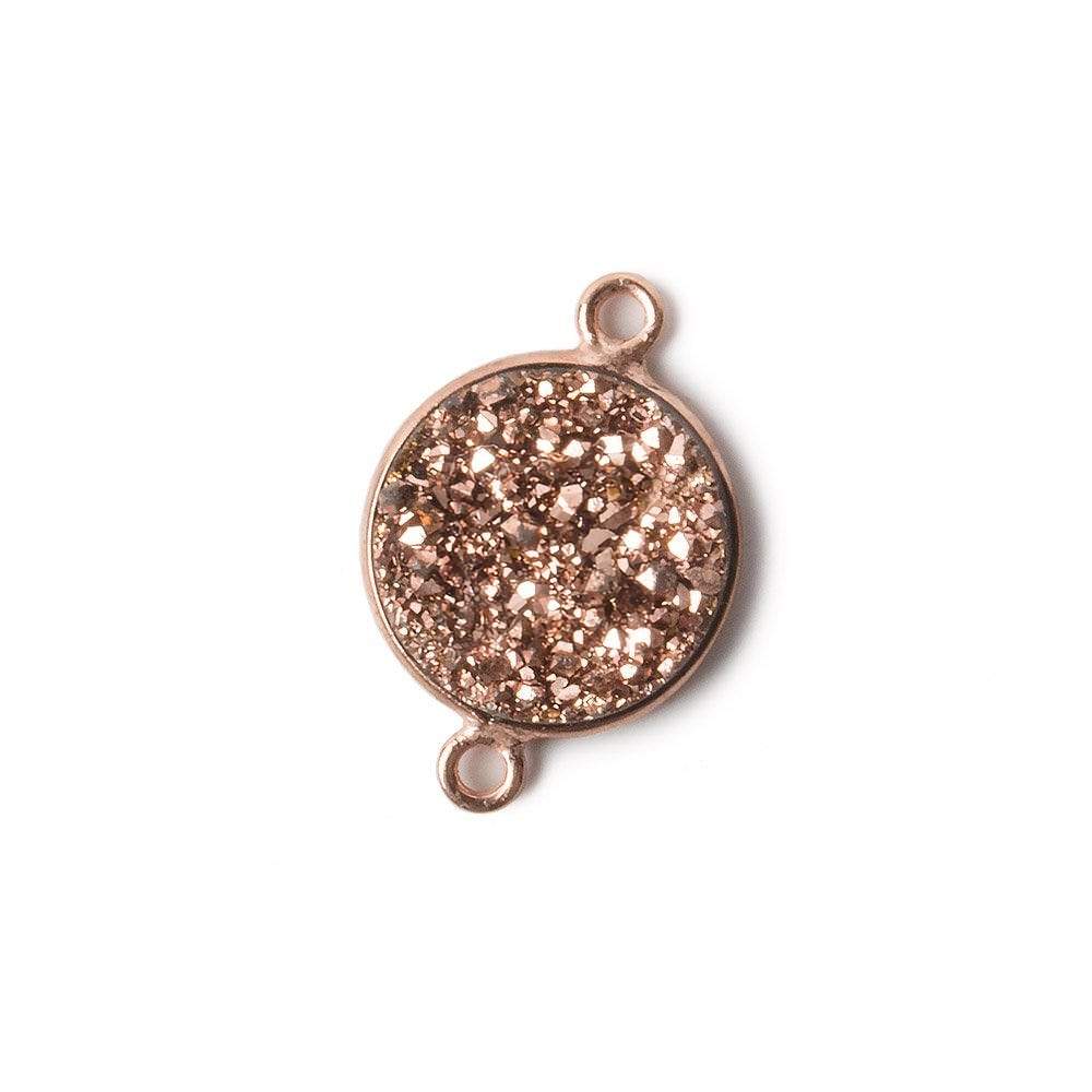 13mm Rose Gold Bezel Metallic Rose Drusy Coin Connector 1 piece (ONLINE ORDER ONLY)