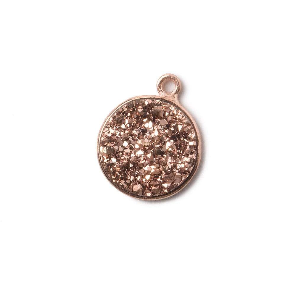 13mm Rose Gold Bezel Metallic Rose Drusy Coin Pendant  1 piece (ONLINE ORDER ONLY)