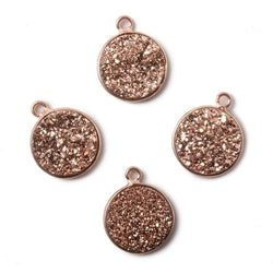 13mm Rose Gold Bezel Metallic Rose Drusy Coin Pendant  1 piece (ONLINE ORDER ONLY)