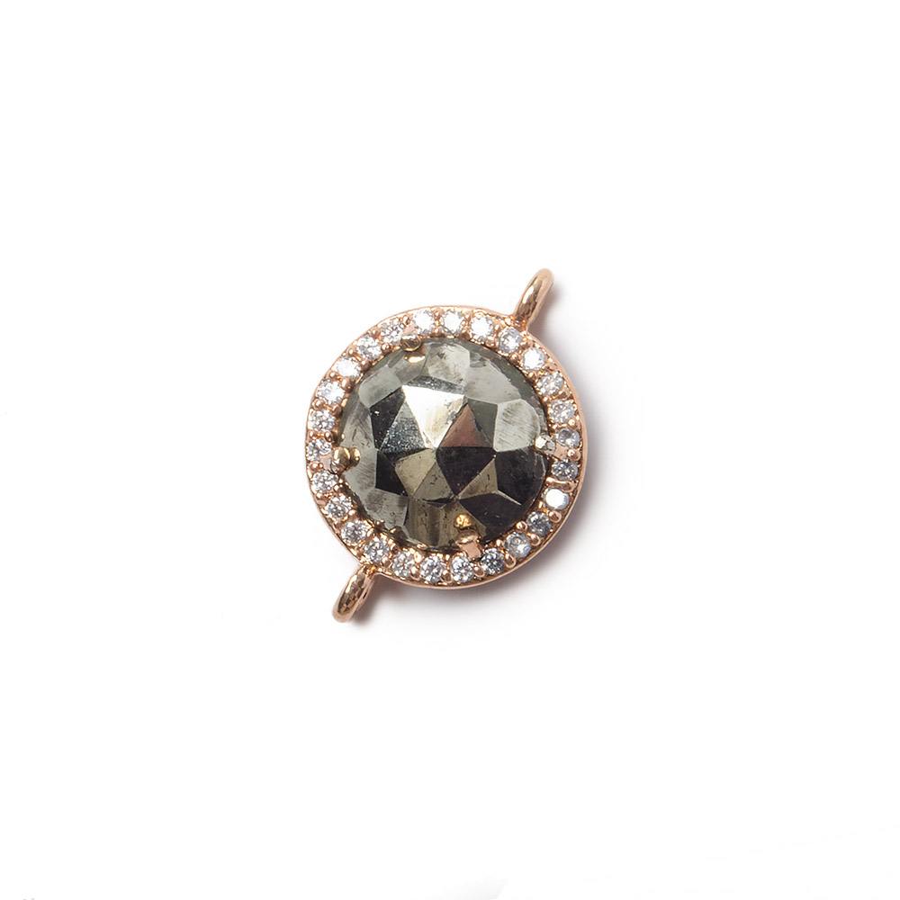 13mm Rose Gold Bezel White CZ and Pyrite Coin Connector 1 focal bead (ONLINE ORDER ONLY)