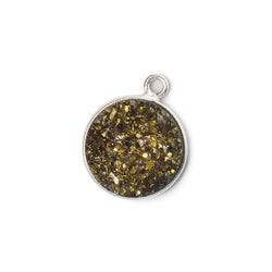 13mm Silver .925 Bezel Metallic Bronze Drusy Coin Pendant  1 piece (ONLINE ORDER ONLY)