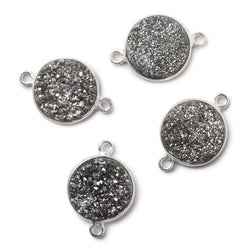 13mm Silver .925 Bezel Metallic Platinum Drusy Coin Connector 1 piece (ONLINE ORDER ONLY)