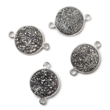 13mm Silver .925 Bezel Metallic Platinum Drusy Coin Connector 1 piece (ONLINE ORDER ONLY)