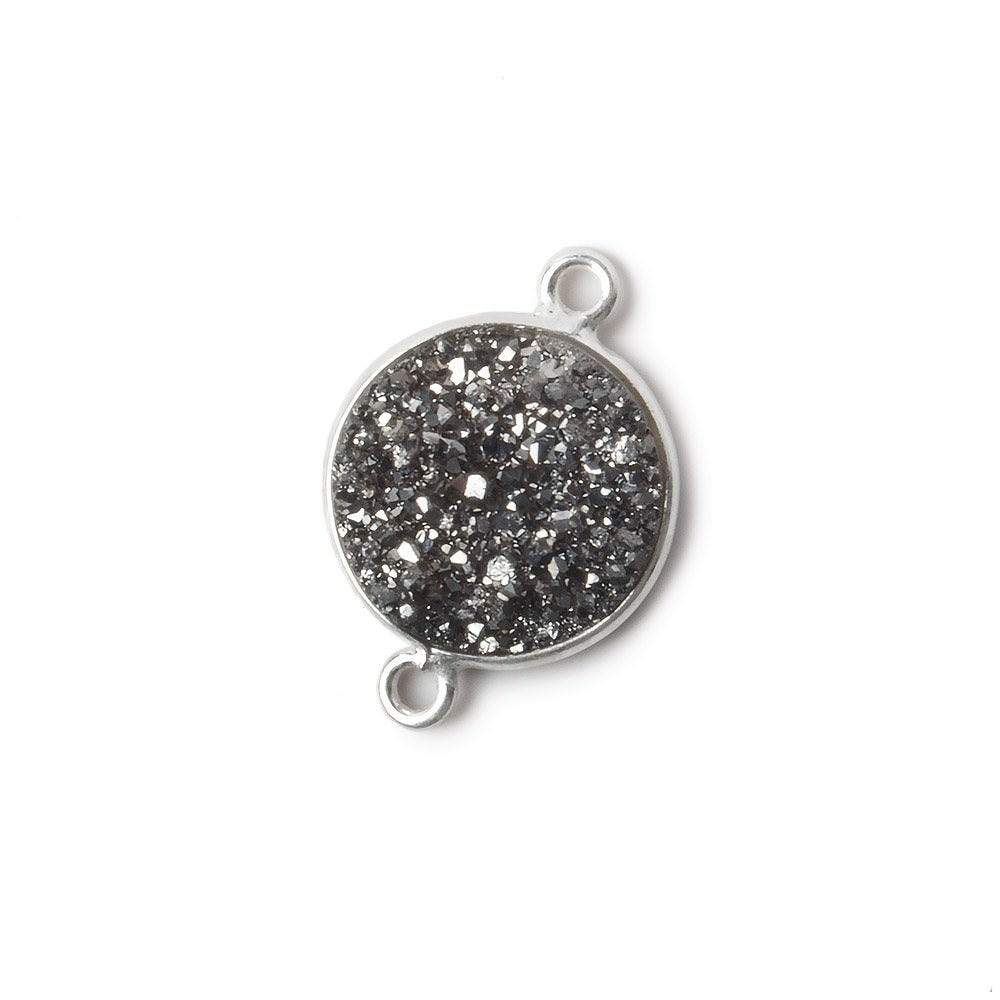 13mm Silver .925 Bezel Metallic Platinum Drusy Coin Connector 1 piece (ONLINE ORDER ONLY)