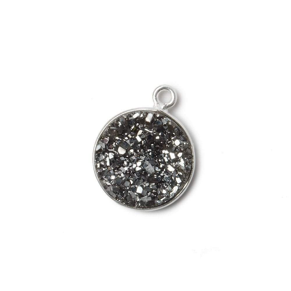 13mm Silver .925 Bezel Metallic Platinum Drusy Coin Pendant  1 piece (ONLINE ORDER ONLY)