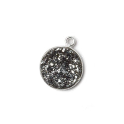 13mm Silver .925 Bezel Metallic Platinum Drusy Coin Pendant  1 piece (ONLINE ORDER ONLY)
