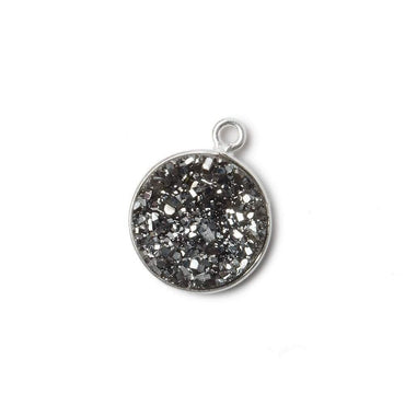 13mm Silver .925 Bezel Metallic Platinum Drusy Coin Pendant  1 piece (ONLINE ORDER ONLY)