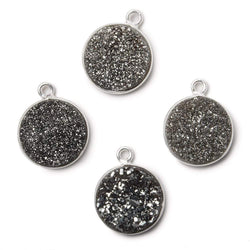 13mm Silver .925 Bezel Metallic Platinum Drusy Coin Pendant  1 piece (ONLINE ORDER ONLY)