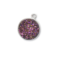 13mm Silver .925 Bezel Mystic Peacock Drusy Coin Pendant 1 piece (ONLINE ORDER ONLY)