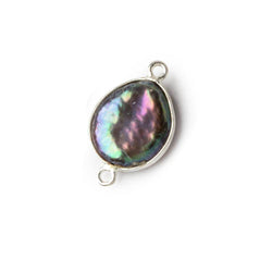 13mm Silver .925 Bezel Peacock Coin Pearl Connector 1 piece (ONLINE ORDER ONLY)