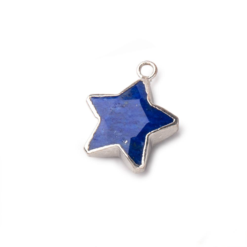 13mm Silver Leafed Lapis Lazuli Faceted Star Focal Pendant 1 piece (ONLINE ORDER ONLY)