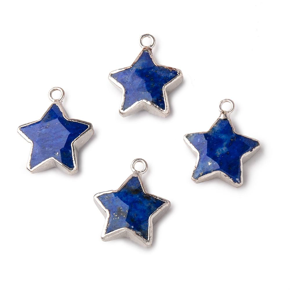 13mm Silver Leafed Lapis Lazuli Faceted Star Focal Pendant 1 piece (ONLINE ORDER ONLY)
