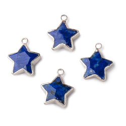 13mm Silver Leafed Lapis Lazuli Faceted Star Focal Pendant 1 piece (ONLINE ORDER ONLY)