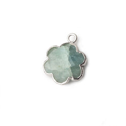 13mm Silver Leafed Milky Aquamarine Faceted Quatrafoil Focal Bead Pendant sold as 1 piece (ONLINE ORDER ONLY)