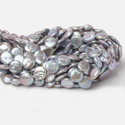 13mm Silver Peacock Coin Freshwater Pearls 16 inch 32 pieces A (ONLINE ORDER ONLY)