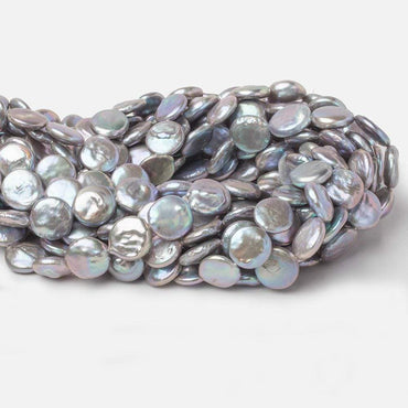 13mm Silver Peacock Coin Freshwater Pearls 16 inch 32 pieces A (ONLINE ORDER ONLY)