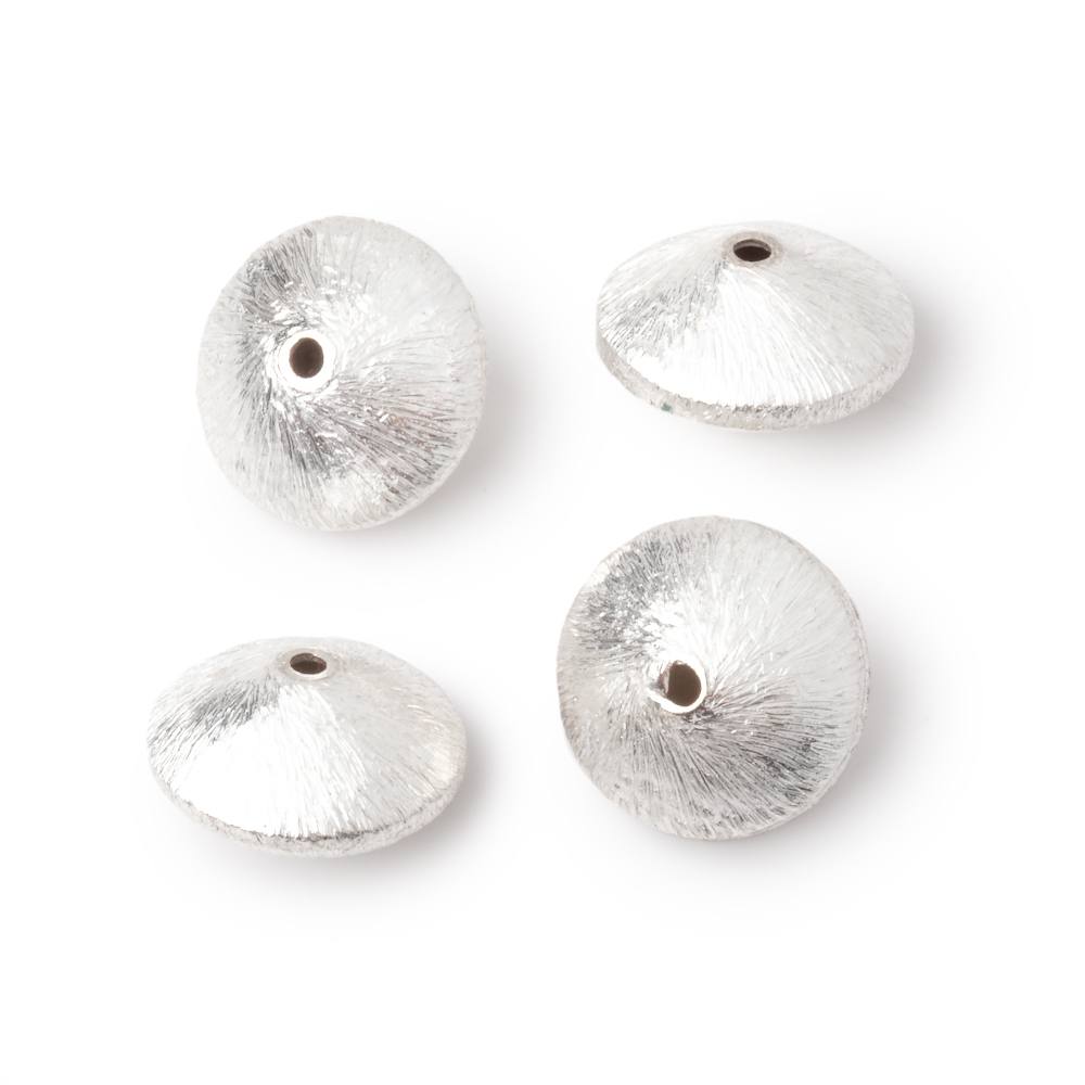 13mm Silver Plated Copper Brushed Disc Beads Set of 4 pieces (ONLINE ORDER ONLY)