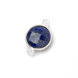 13mm Sterling Silver Bezel Lapis Lazuli Faceted Coin Connector 1 piece (ONLINE ORDER ONLY)