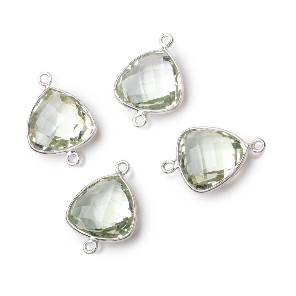 13mm Sterling Silver Bezel Prasiolite Faceted Triangle Connector 1 piece (ONLINE ORDER ONLY)