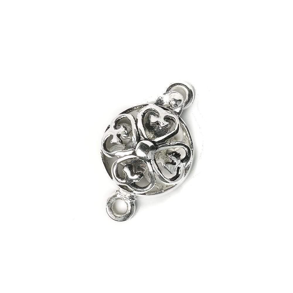 13mm Sterling Silver Box Clasp Heart Clover Coin Design 1 piece (ONLINE ORDER ONLY)